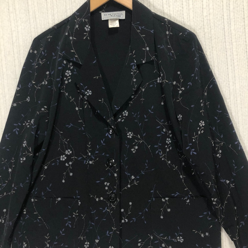 Kensington‎ Square Floral Blazer Petite Button Front Career Office Size P/M